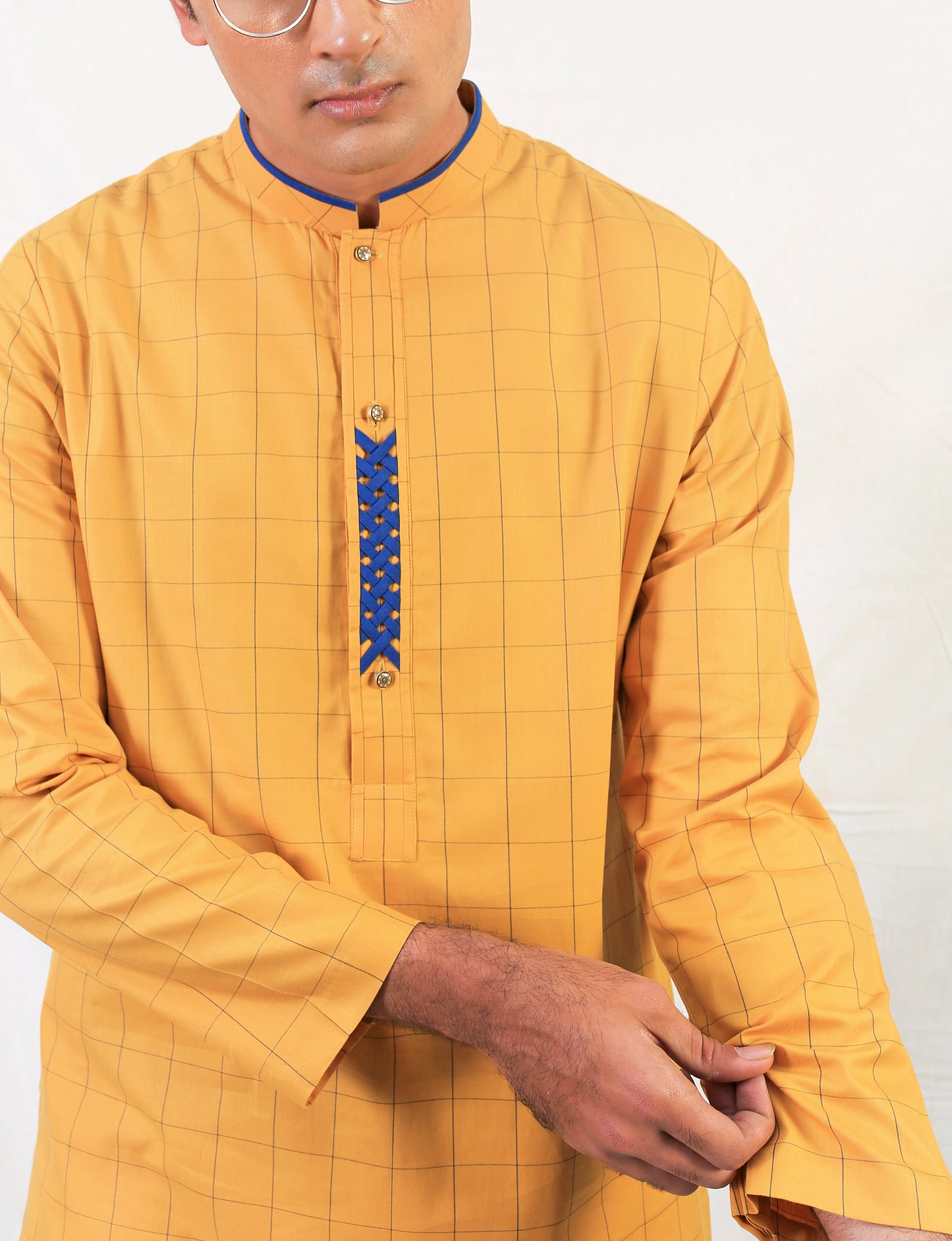 Braid Placket Mustard Kurta