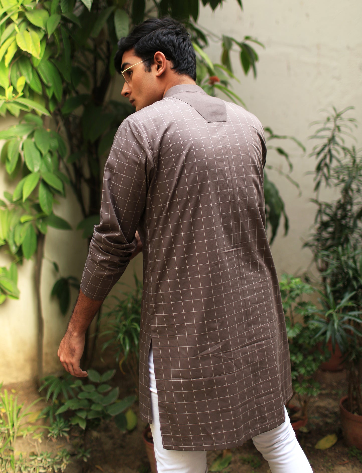 Wave Pintucks Plaid Kurta