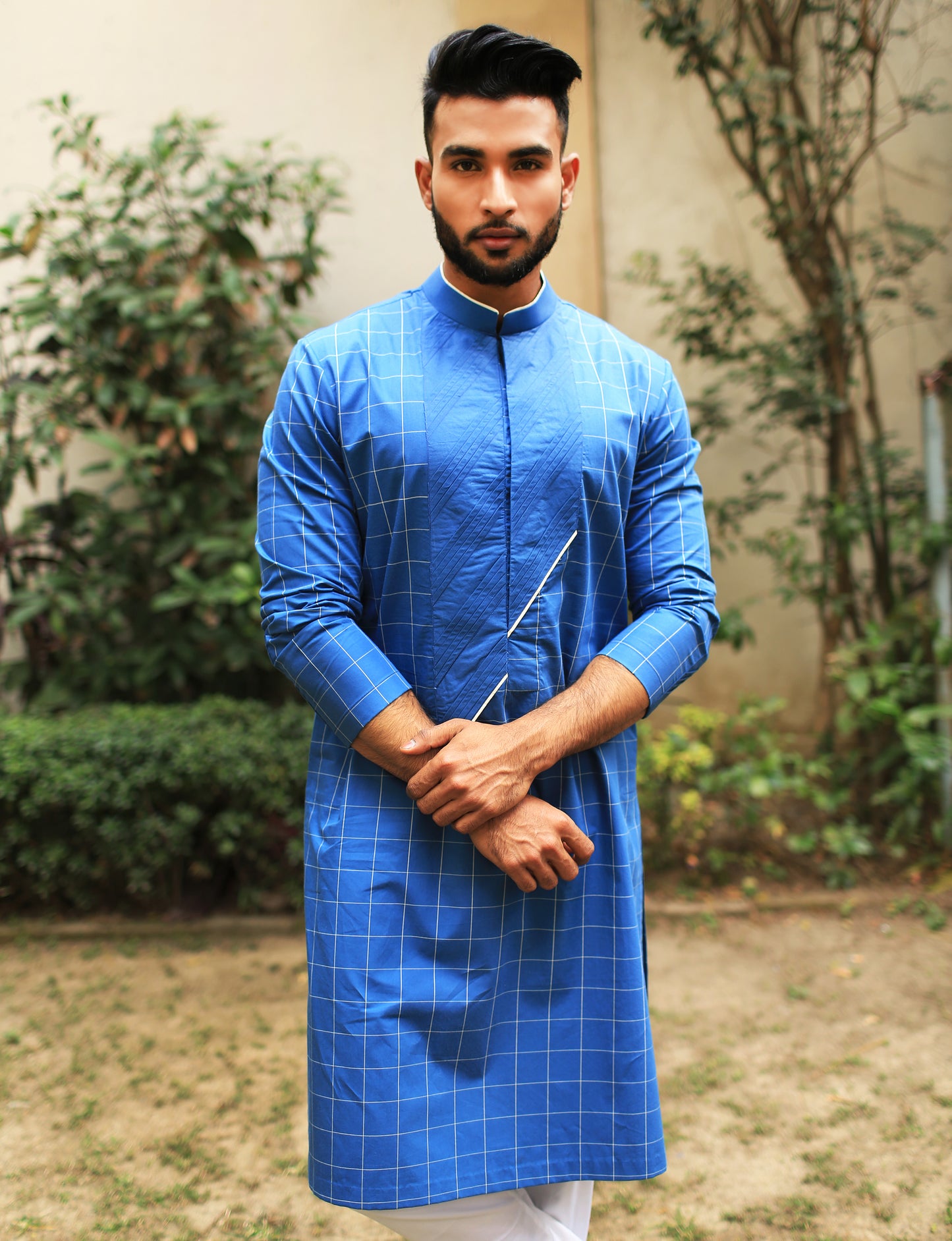 Diagonal Pleated Yolk Kurta