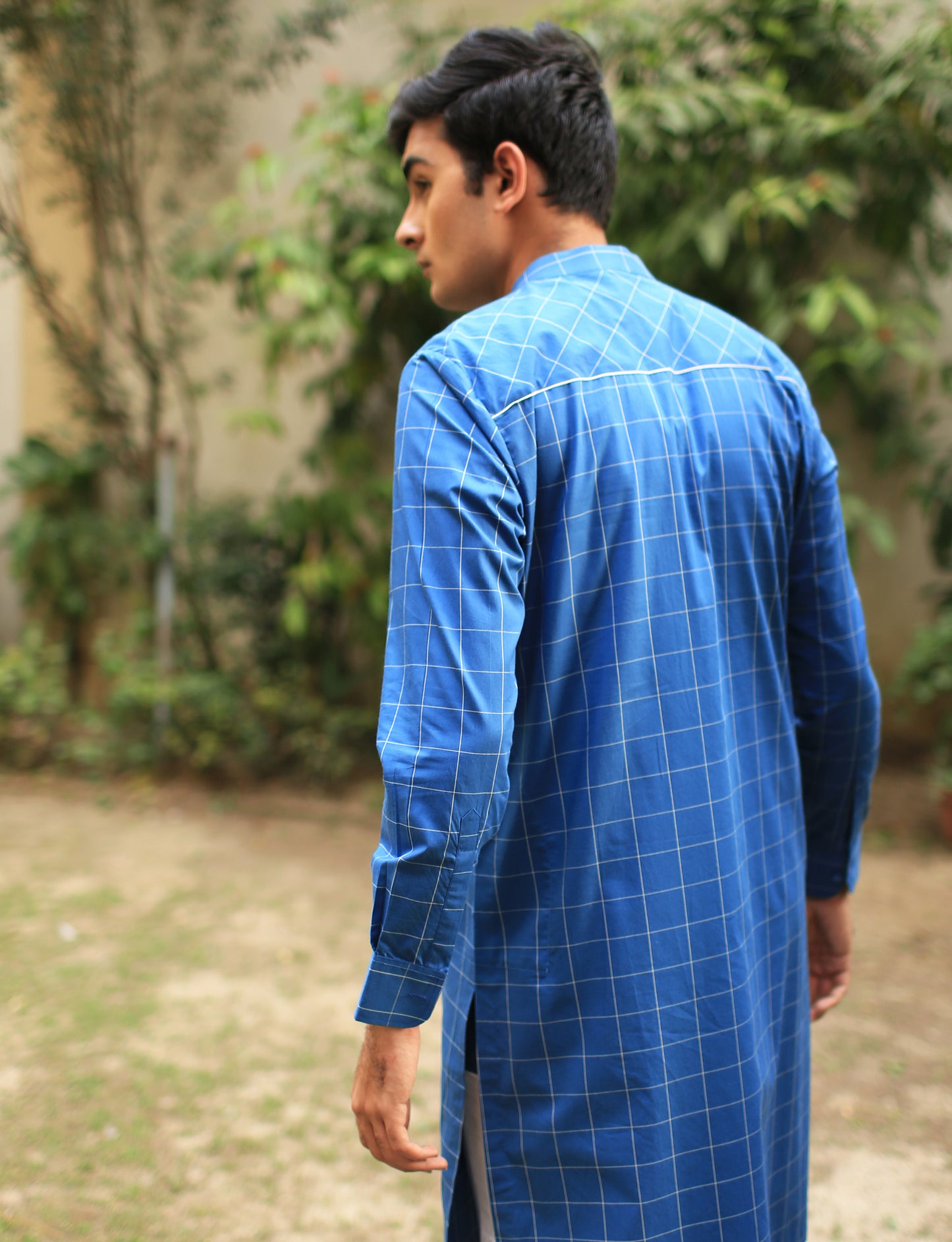 Blue Signature Plaid Kurta