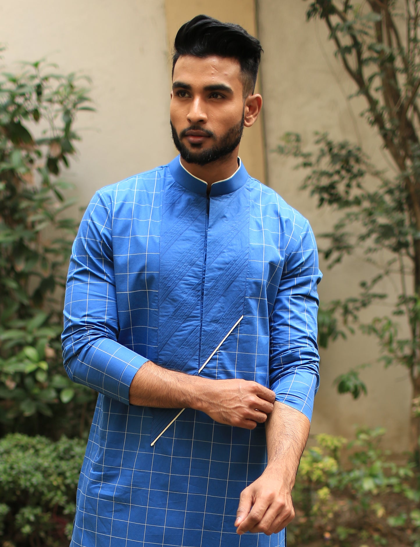 Diagonal Pleated Yolk Kurta