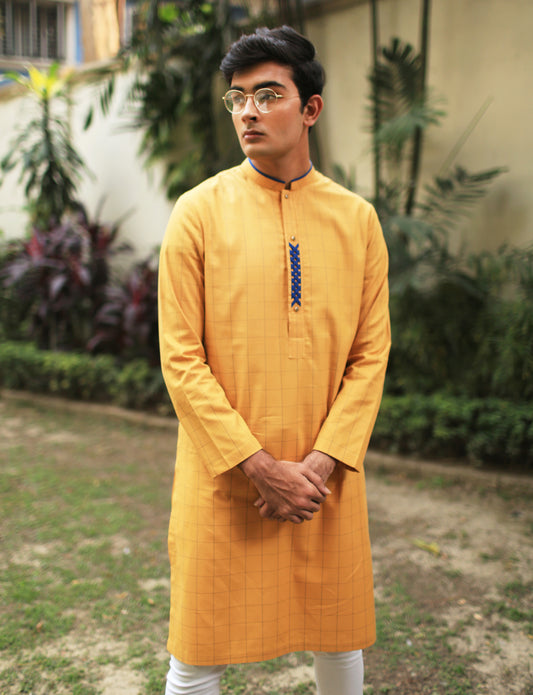 Braid Placket Mustard Kurta