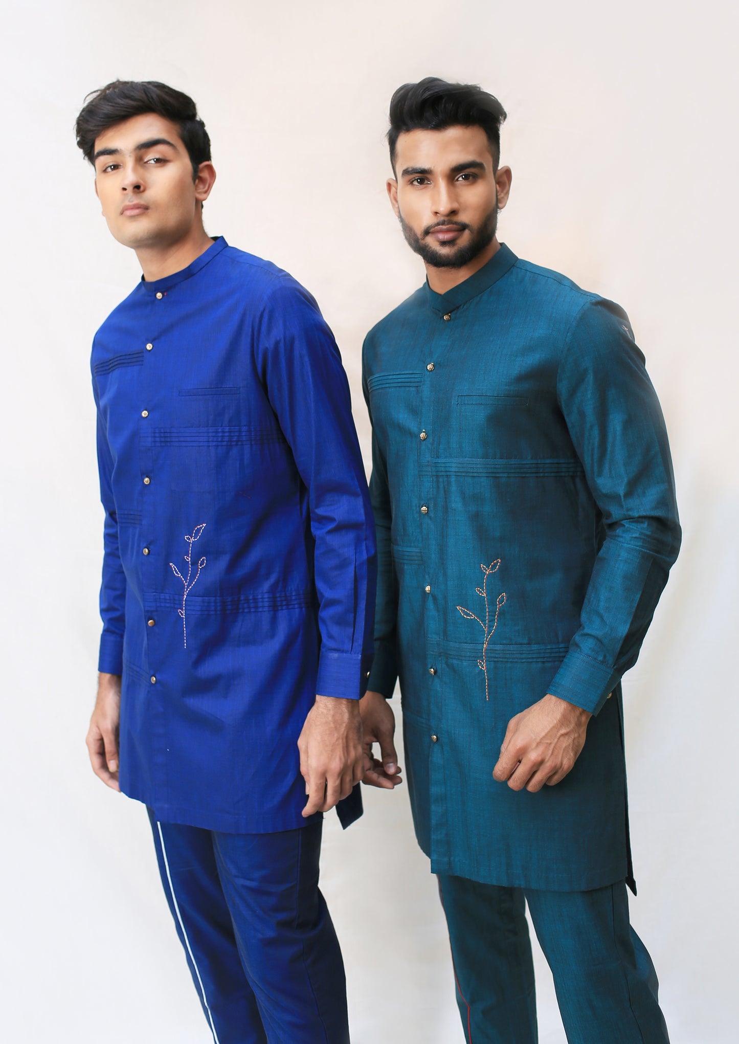 Pleated Bar Kurta with Kantha Detail