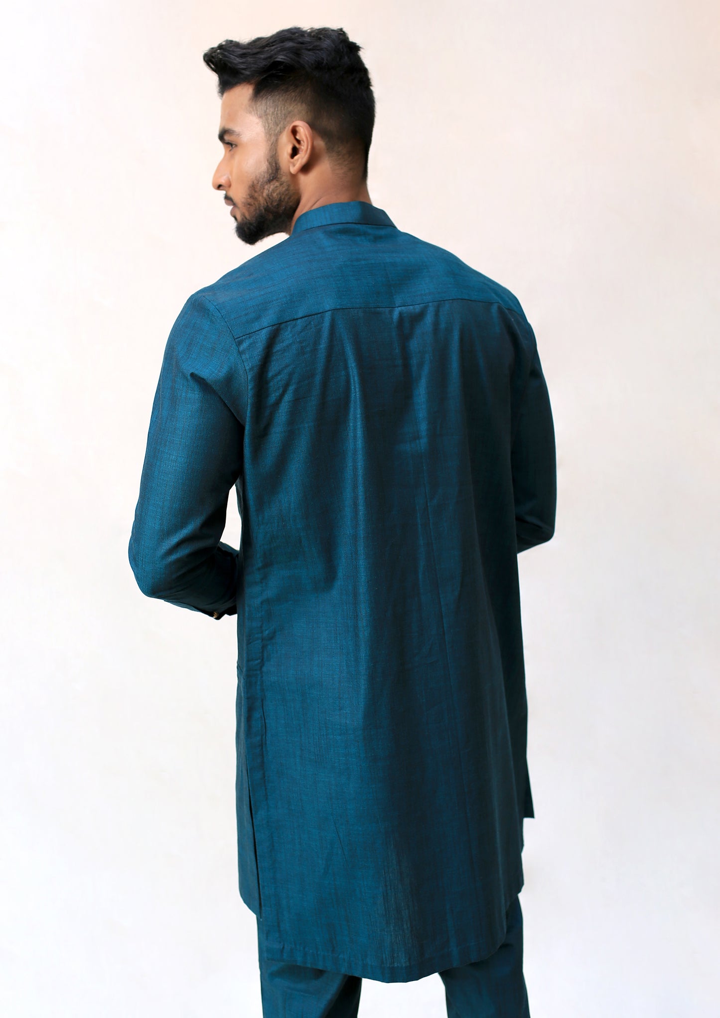 Pleated Bar Kurta with Kantha Detail