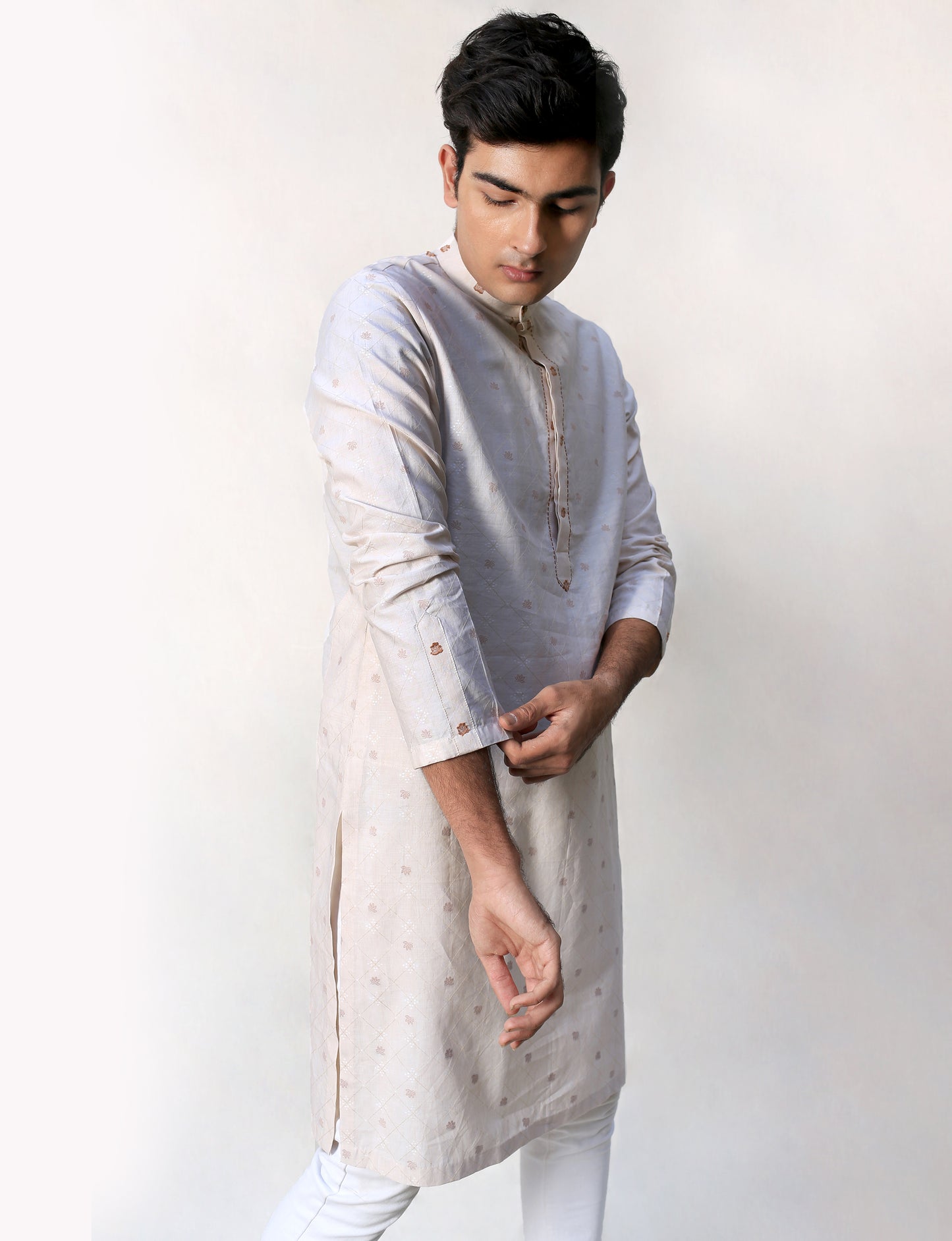 Contrast Jacquard Kurta